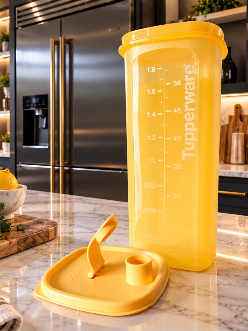 Tupperware Bright Yellow Dry Storage Container with Flip Spout 2L